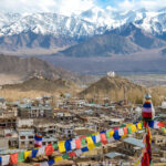 The city of Leh, Leh city is located in the Indian Himalayas at an altitude of 3500 meters. viewed from Leh Palace